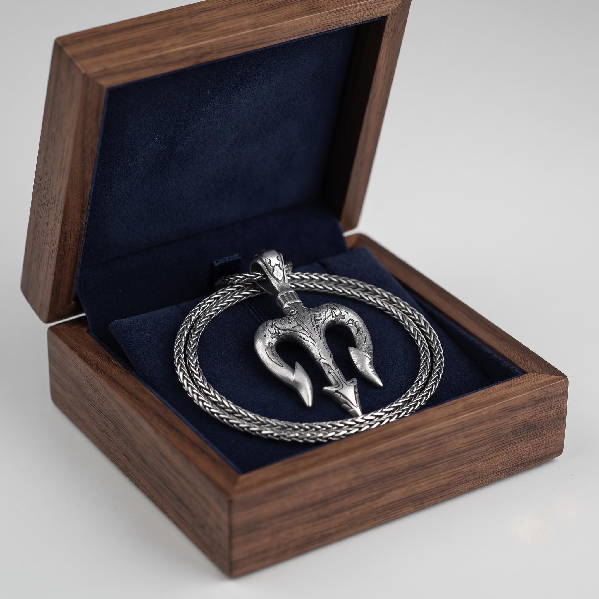 Sterling Silver Trishul Pendant, Lord Shiva Trident Necklace, Gothic Amulet