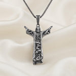 Oxidized Sterling Silver Jesus Christ Pendant, Religious Men's Jewelry, Christian Faith Gift
