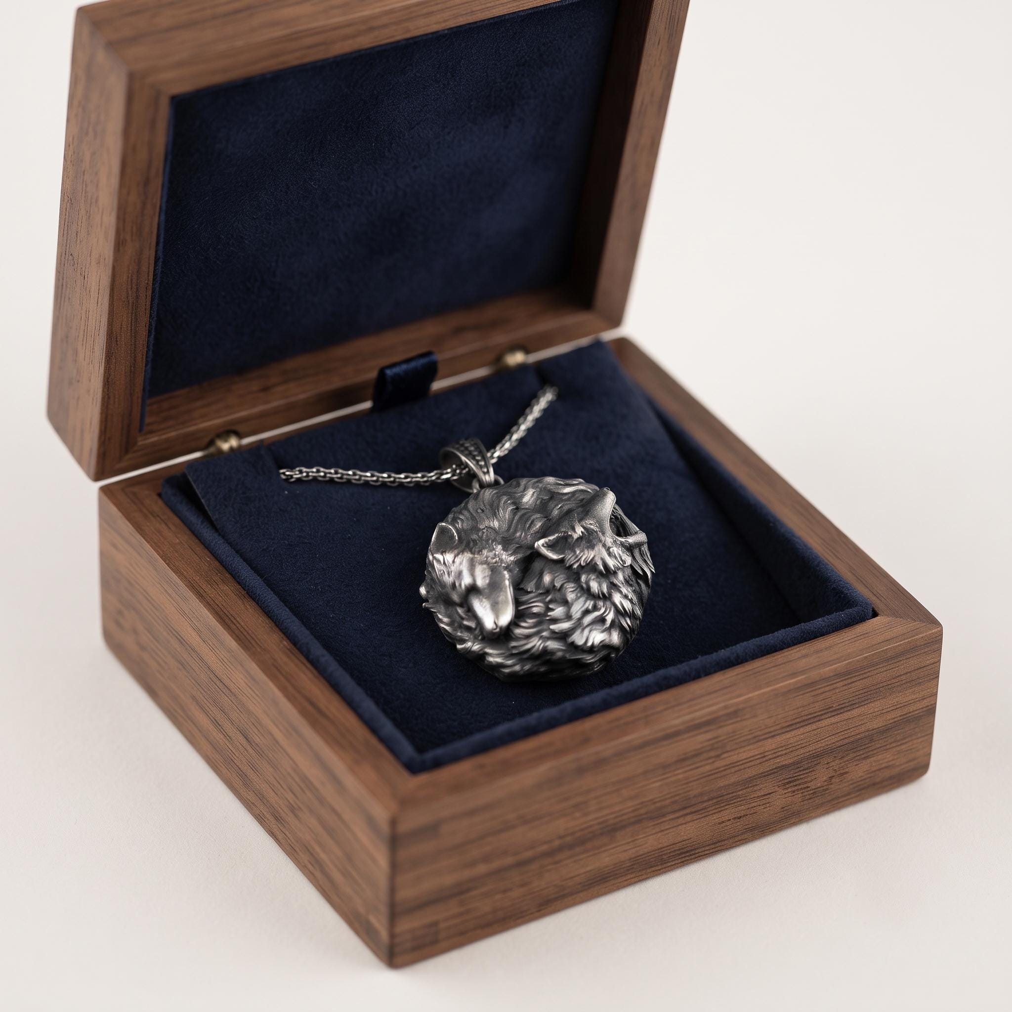 Handmade Sterling Silver Wolf Pendant, Oxidized Gothic Necklace, Viking Amulet Gift