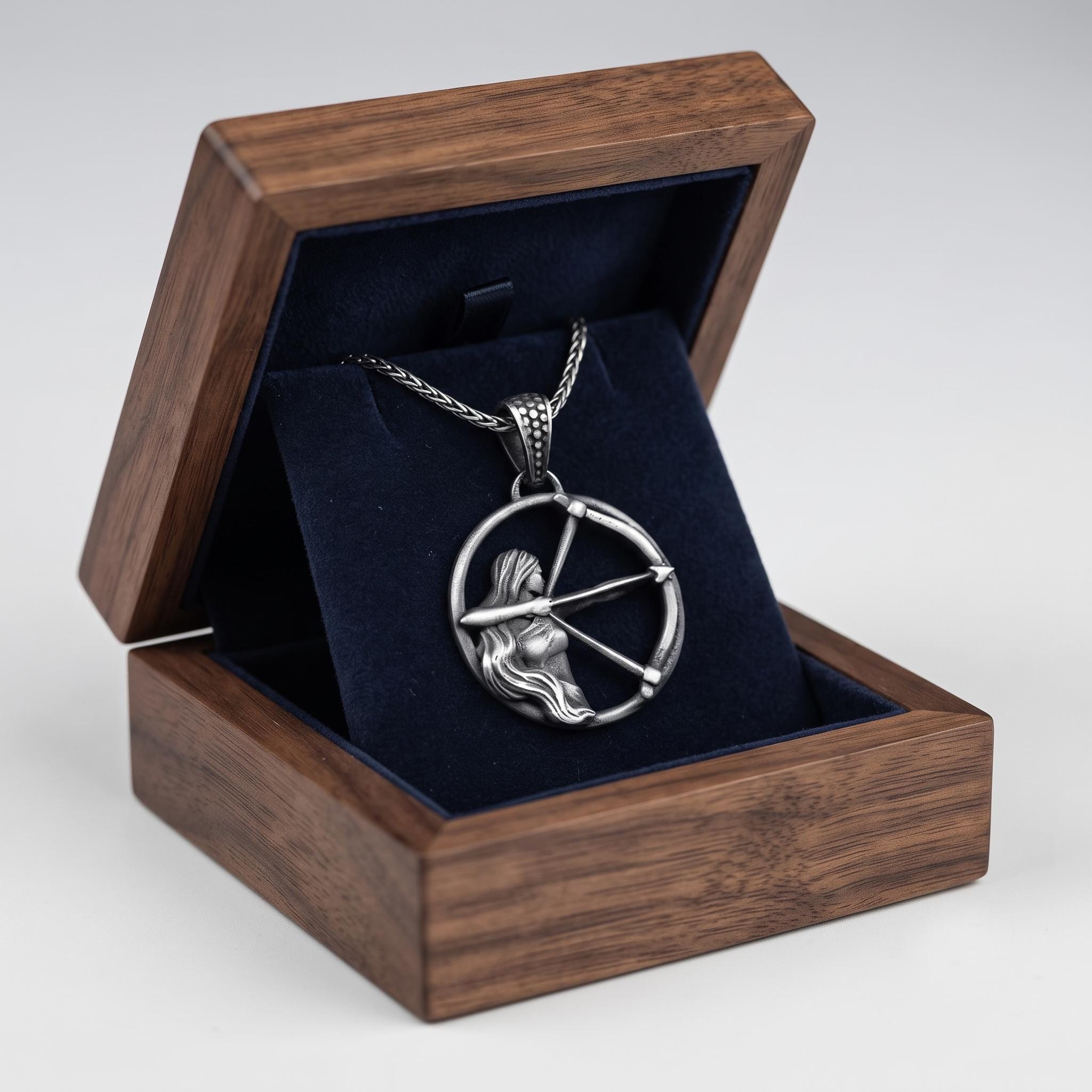 Handmade Sterling Silver Sagittarius Archer Pendant, Oxidized Zodiac Necklace