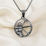 Handmade Sterling Silver Sagittarius Archer Pendant, Oxidized Zodiac Necklace