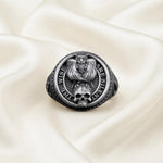Sterling Silver Owl Skull Signet Ring, 