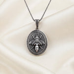 Oxidized Sterling Silver Bee Pendant, Gothic Nature Lover Jewelry (2.70 x 2.30 Cm)
