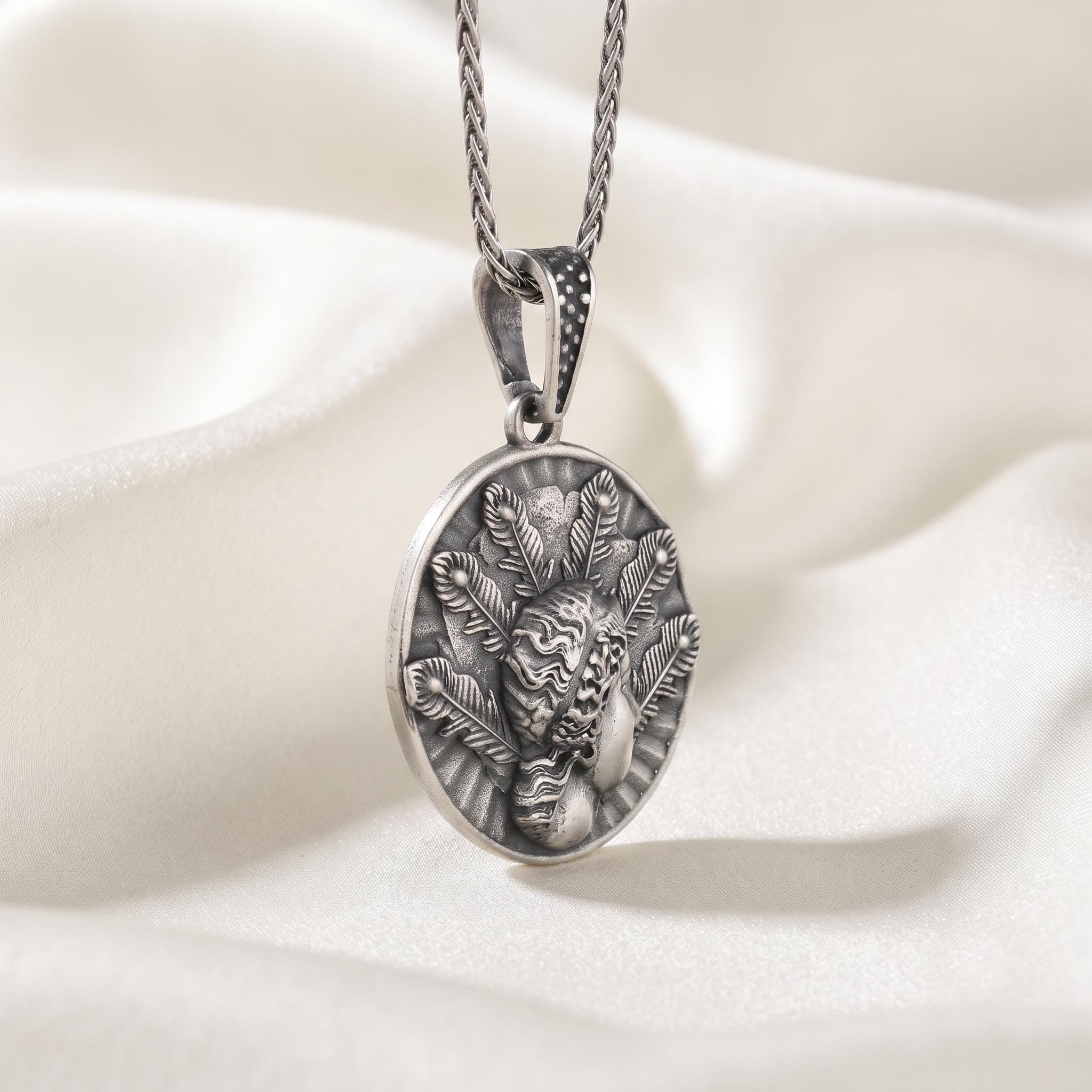 Oxidized Sterling Silver Greek Goddess Coin Pendant, Ancient Roman Mythology Necklace
