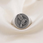 Sterling Silver Viking Raven Signet Ring, Norse Mythology Jewelry, Men's Statement Piece