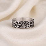 Handmade Gothic Cross Band Ring, Sterling Silver Filigree, Medieval Floral Design