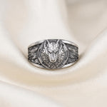Handmade Sterling Silver Wolf Ring, Gothic Viking Jewelry, Oxidized Statement Band
