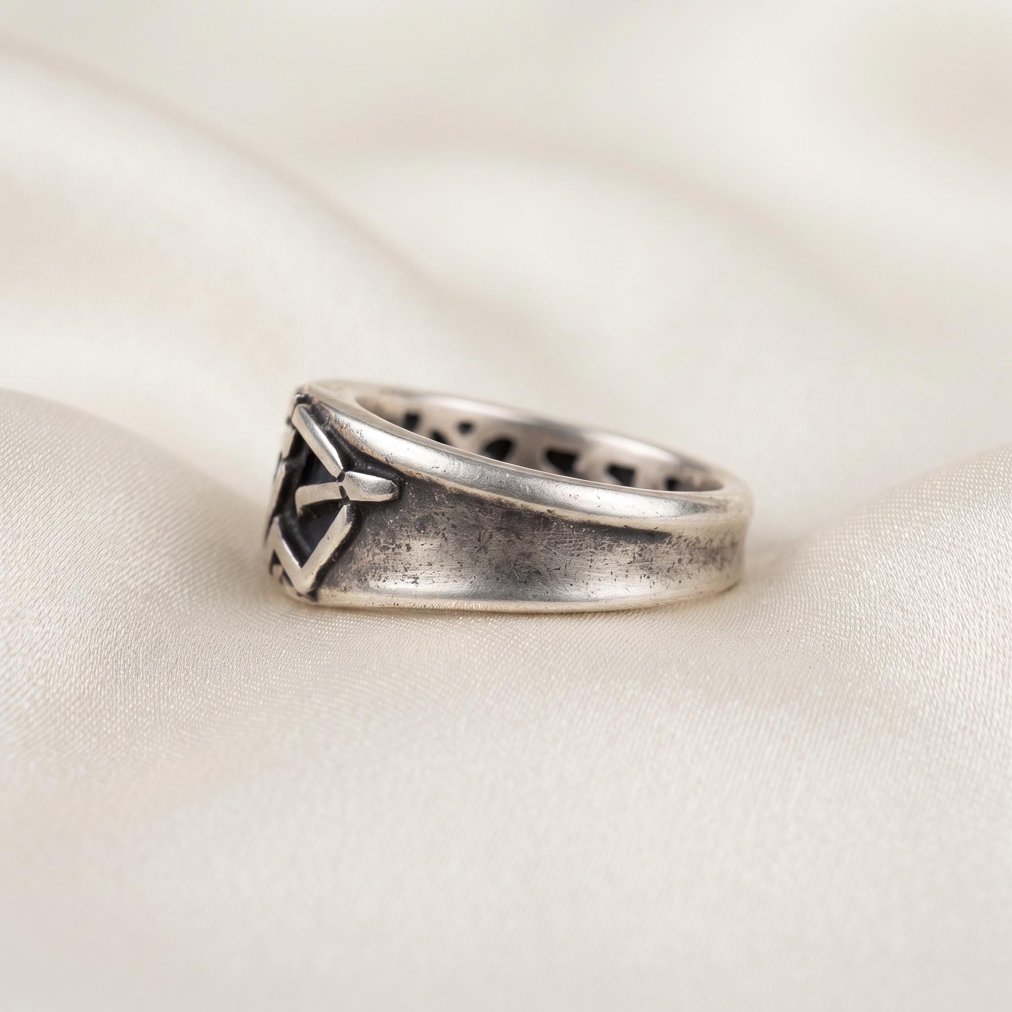 Sagittarius Archer Ring, 925 Sterling Silver, Oxidized Gothic Zodiac Jewelry