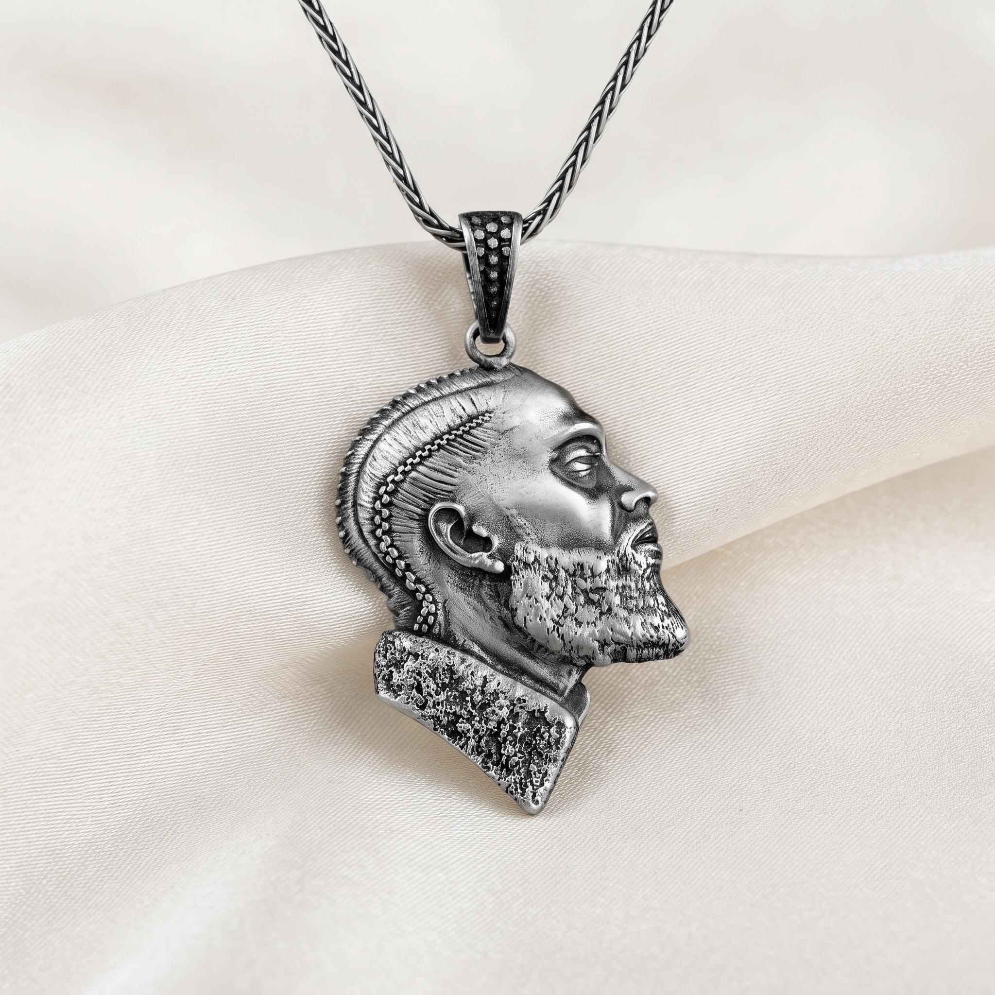 Nipsey Hussle Portrait Pendant, Marathon Continues Necklace, Oxidized Sterling Silver Hip Hop Jewelry