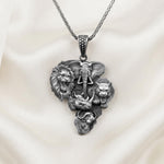 Sterling Silver African Map Big Five Pendant, Oxidized Safari Jewelry