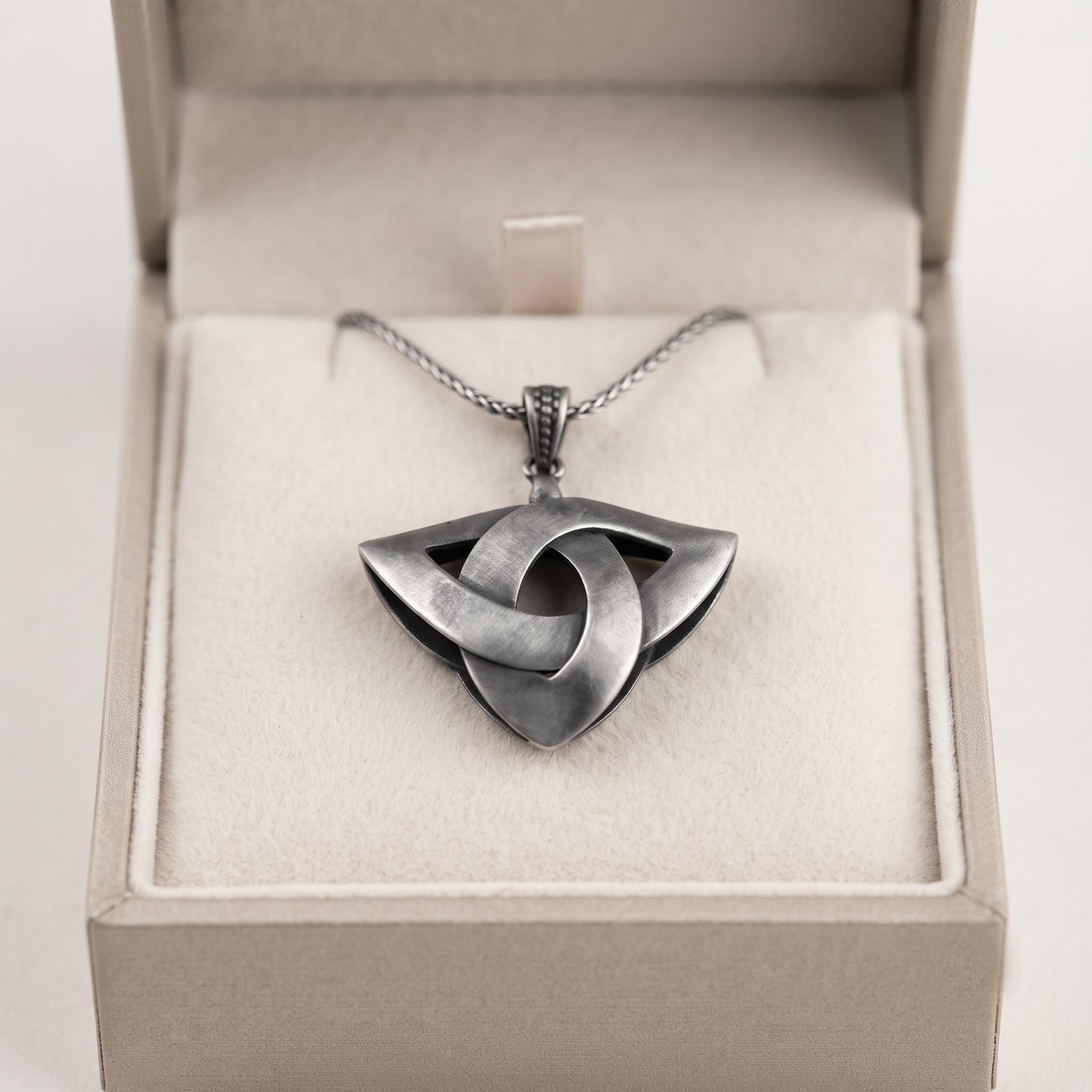 Sterling Silver Celtic Knot Pendant, Triquetra Necklace, Viking Amulet Jewelry