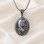 Antique Sterling Silver Goddess Pendant Necklace, Oxidized Indian Jewelry, Spiritual Gift