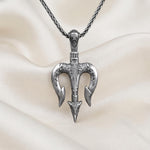 Sterling Silver Trishul Pendant, Lord Shiva Trident Necklace, Gothic Amulet