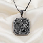 Oxidized Sterling Silver Viking Raven Pendant, Norse Mythology Necklace, Celtic Knotwork Amulet