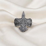 Sterling Silver Eagle Ring, Oxidized Gothic Animal Jewelry, Statement Ring