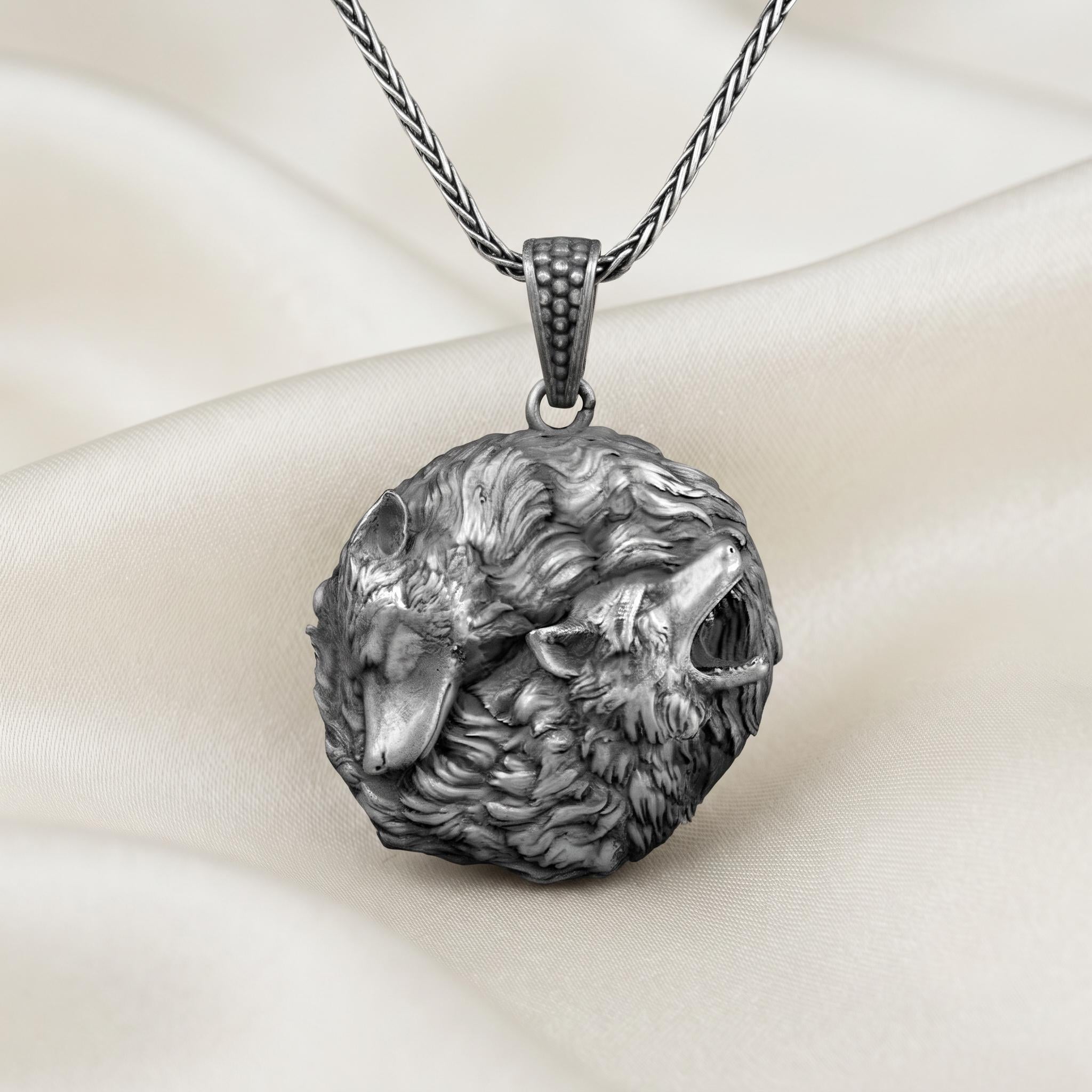 Handmade Sterling Silver Wolf Pendant, Oxidized Gothic Necklace, Viking Amulet Gift