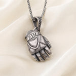 Sterling Silver Hockey Glove Pendant, Oxidized Vintage Finish, Bauer Brand Detailing