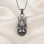 Sterling Silver Double Eagle Pendant, Gothic Mythological Talisman Necklace, Oxidized Finish
