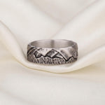 Handmade Sterling Silver Mountain Range Ring, Rustic Nature Wedding Band, Hiking Lover Gift
