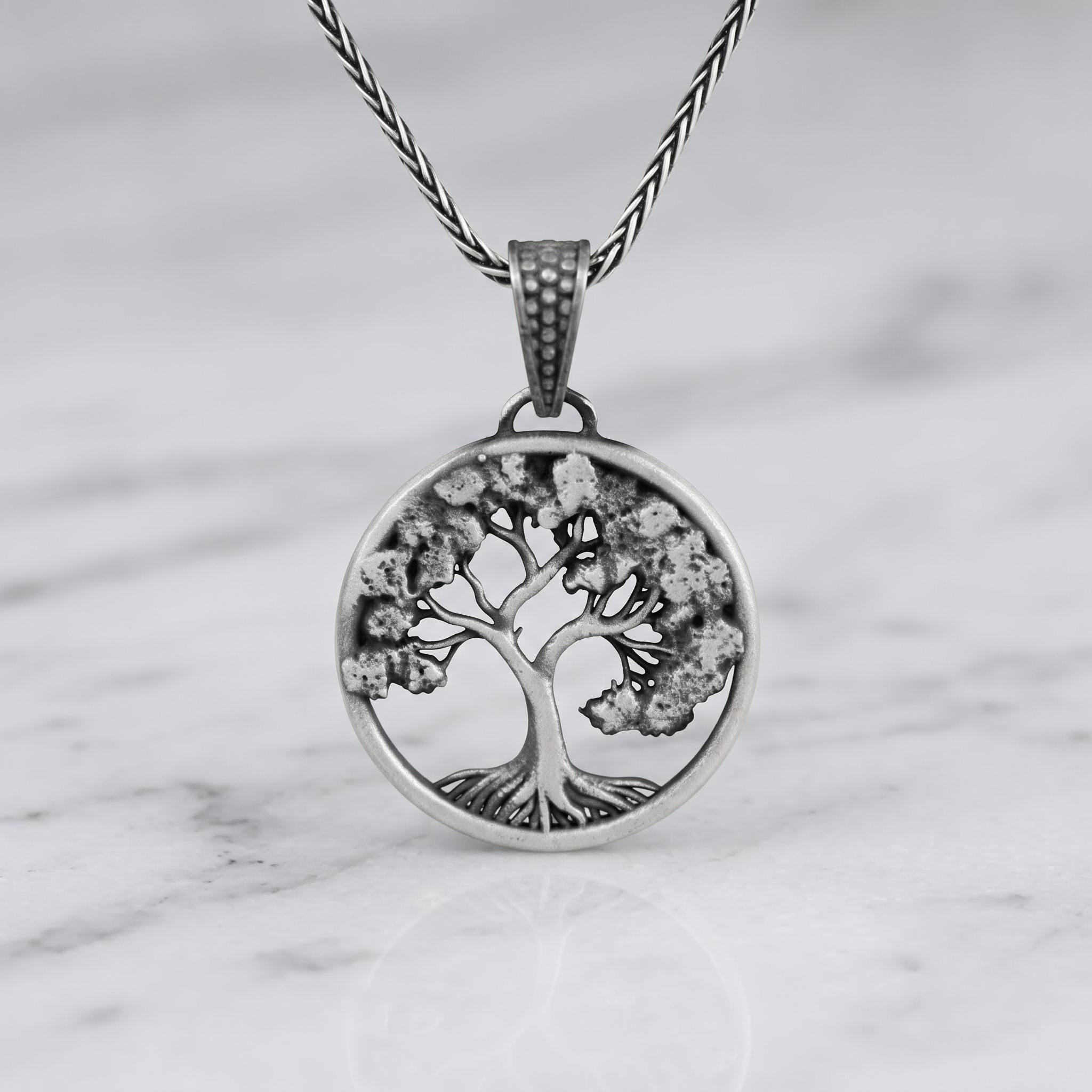 Sterling Silver Tree of Life Pendant, Norse Yggdrasil Necklace, Oxidized Finish, Unisex Gift