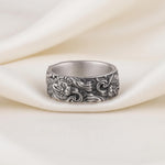 Handmade Sterling Silver Dragon Band Ring, Oxidized Gothic Jewelry
