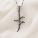 Gothic Dagger Pendant, Oxidized Silver Sword Necklace, Mens Fantasy Knife Jewelry, Alternative Rocker Talisman, Medieval Weapon Charm