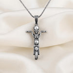 Sterling Silver Biker Skull Motorcycle Pendant, Gothic Chopper Necklace, Punk Rock Jewelry