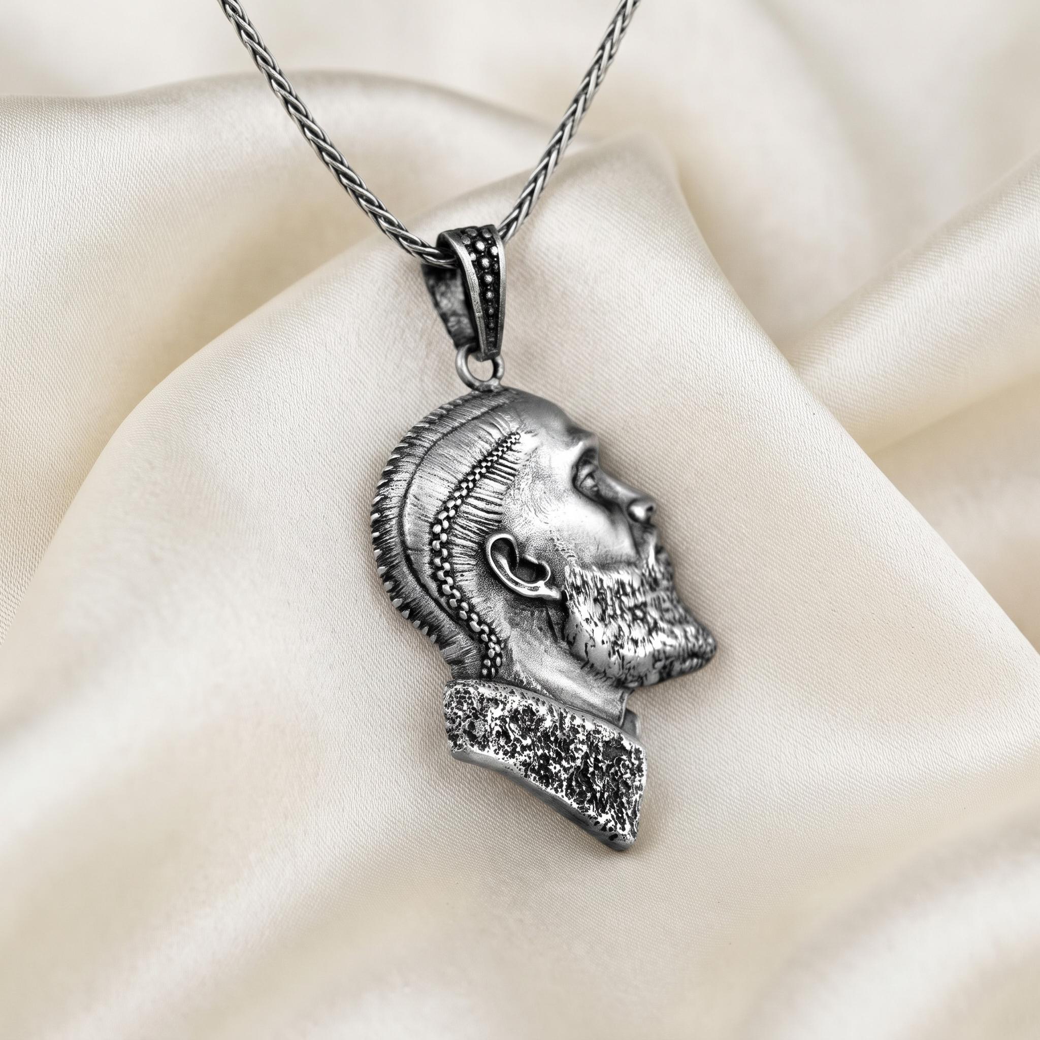 Nipsey Hussle Portrait Pendant, Marathon Continues Necklace, Oxidized Sterling Silver Hip Hop Jewelry