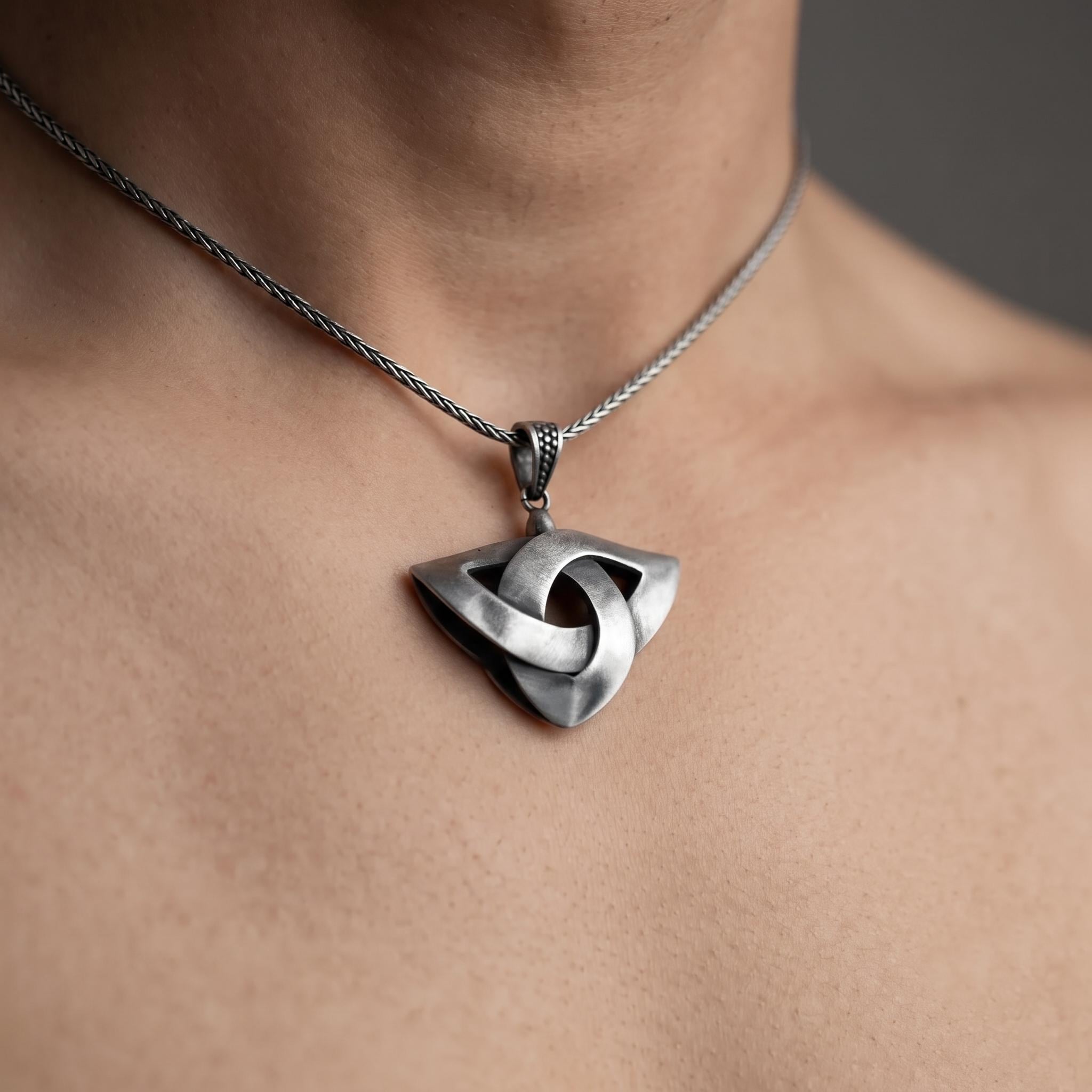 Sterling Silver Celtic Knot Pendant, Triquetra Necklace, Viking Amulet Jewelry